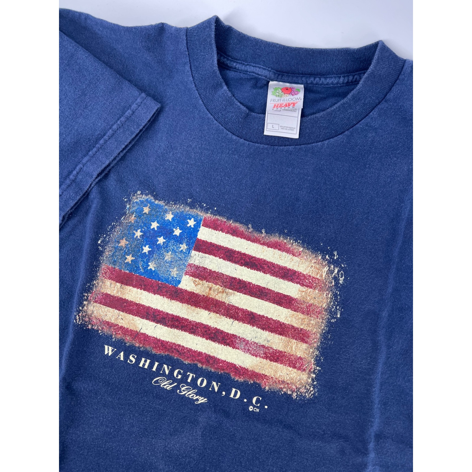 Vintage Washington Dc Old Glory American Flag T Shirt Blue Large Usa Graphic